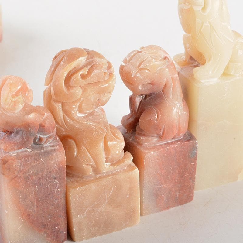 中国　玉石寿山石彫刻　神獣摘　印材　20点まとめて　C　6407E