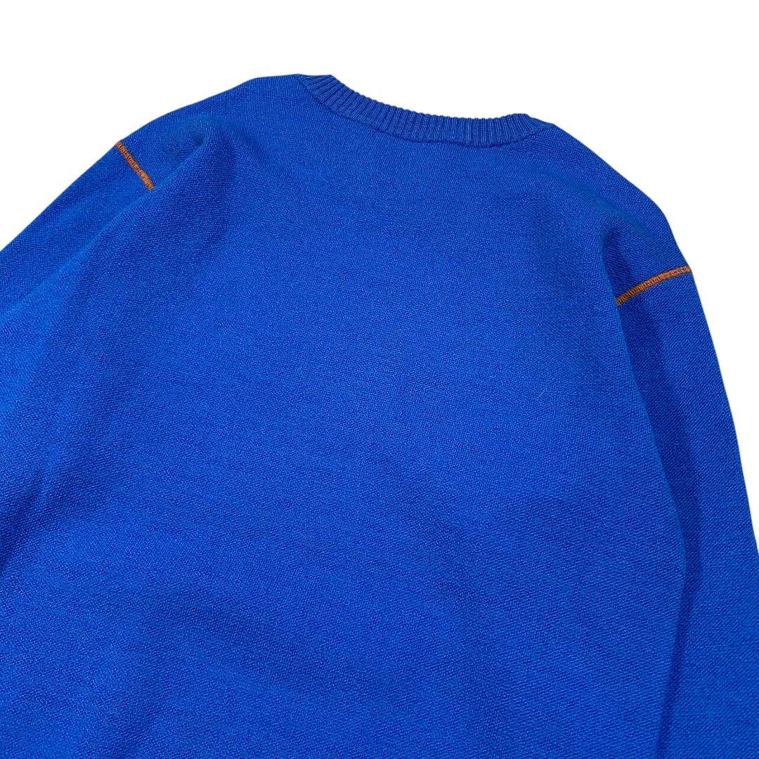 マークアンドロナ 長袖 ニット セーター 46 オレンジ ブルー ゴルフ メンズ