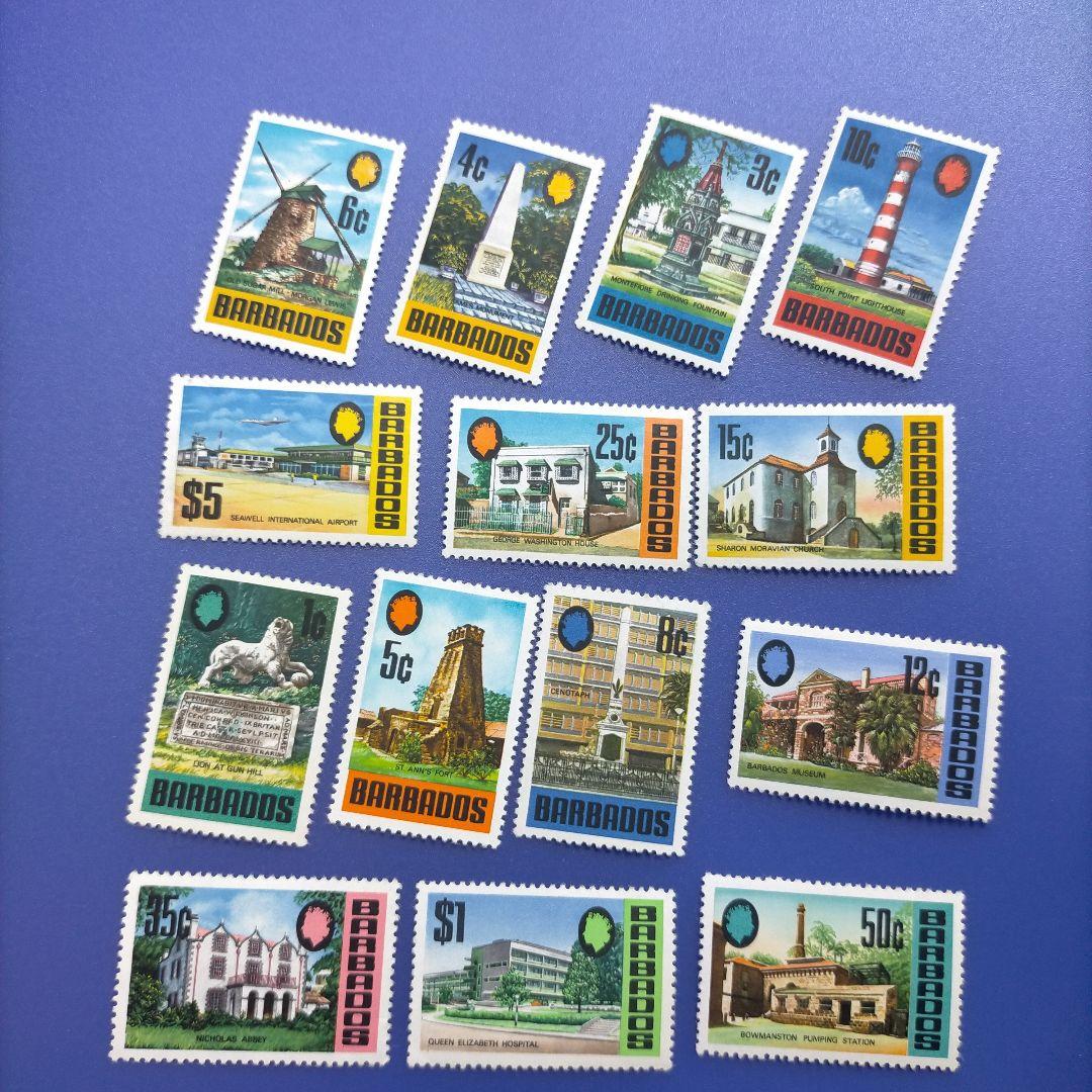 4298 外国切手 バルバドス 1973年 観光名所 建築風景 14種+追加2種