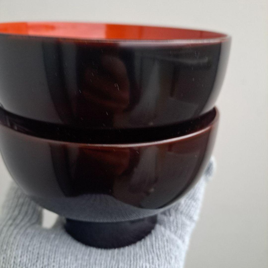 【輪島塗　合鹿椀/大椀×2客】布着本堅地 溜塗　未使用/長期保管品