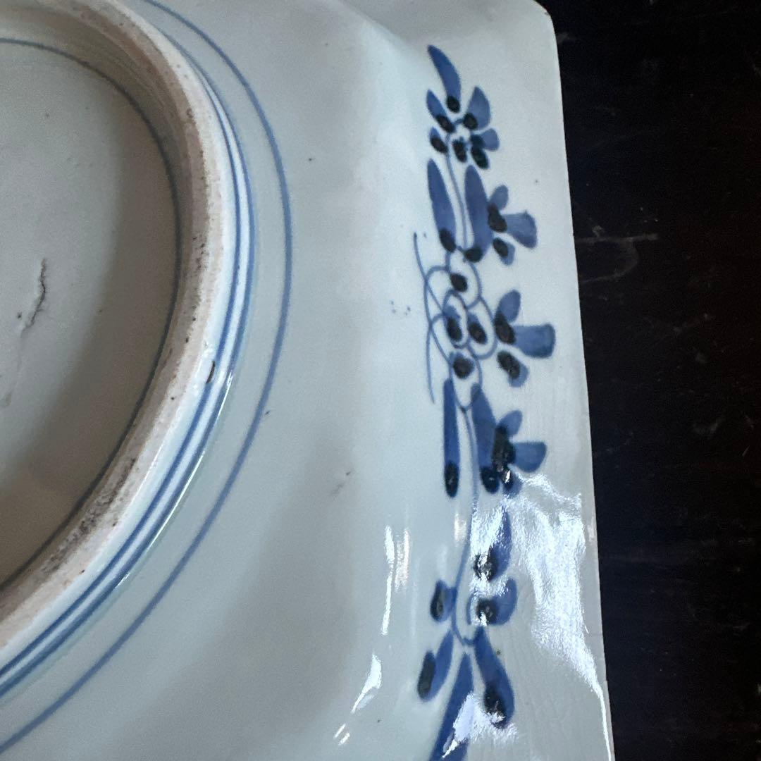 ヴィンテージ素敵すぎる青と白の八角形陶器皿