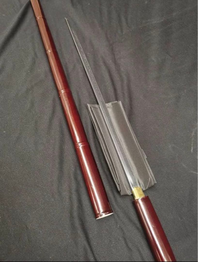 尾形刀剣　座頭市仕込杖　楕円茶竹鞘　日本刀模造刀　コレクション　小道具