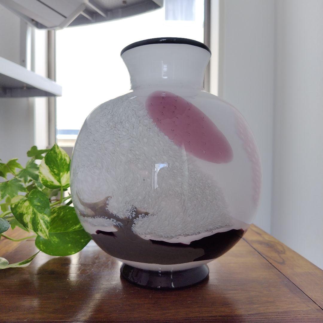 【海外骨董品】美品！アンティークベネチアングラス murano 桜フラワーベース