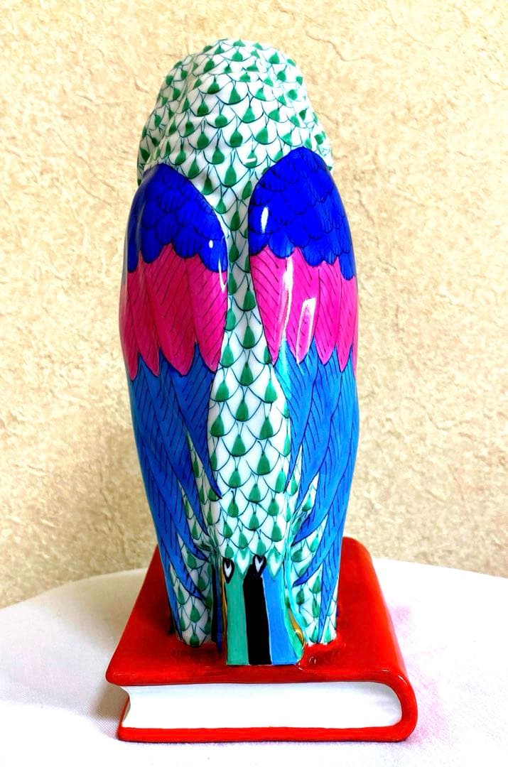 Herendふくろう約21cm鱗模様 金彩仕上げ手描フィギュリン ハンガリー製