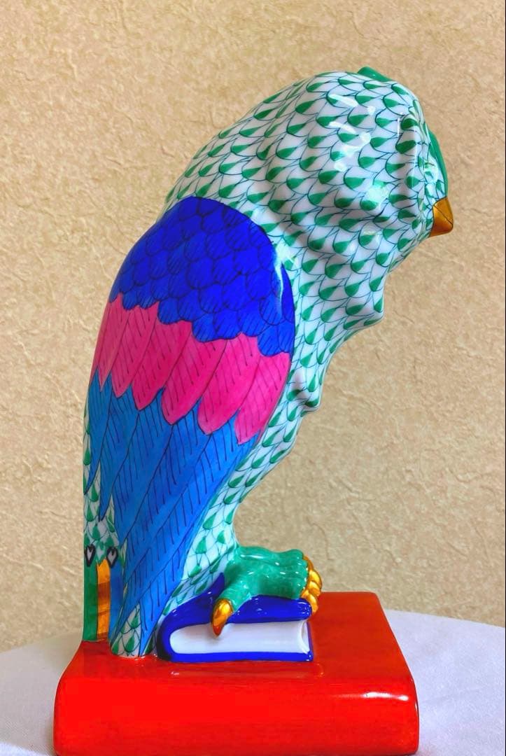 Herendふくろう約21cm鱗模様 金彩仕上げ手描フィギュリン ハンガリー製