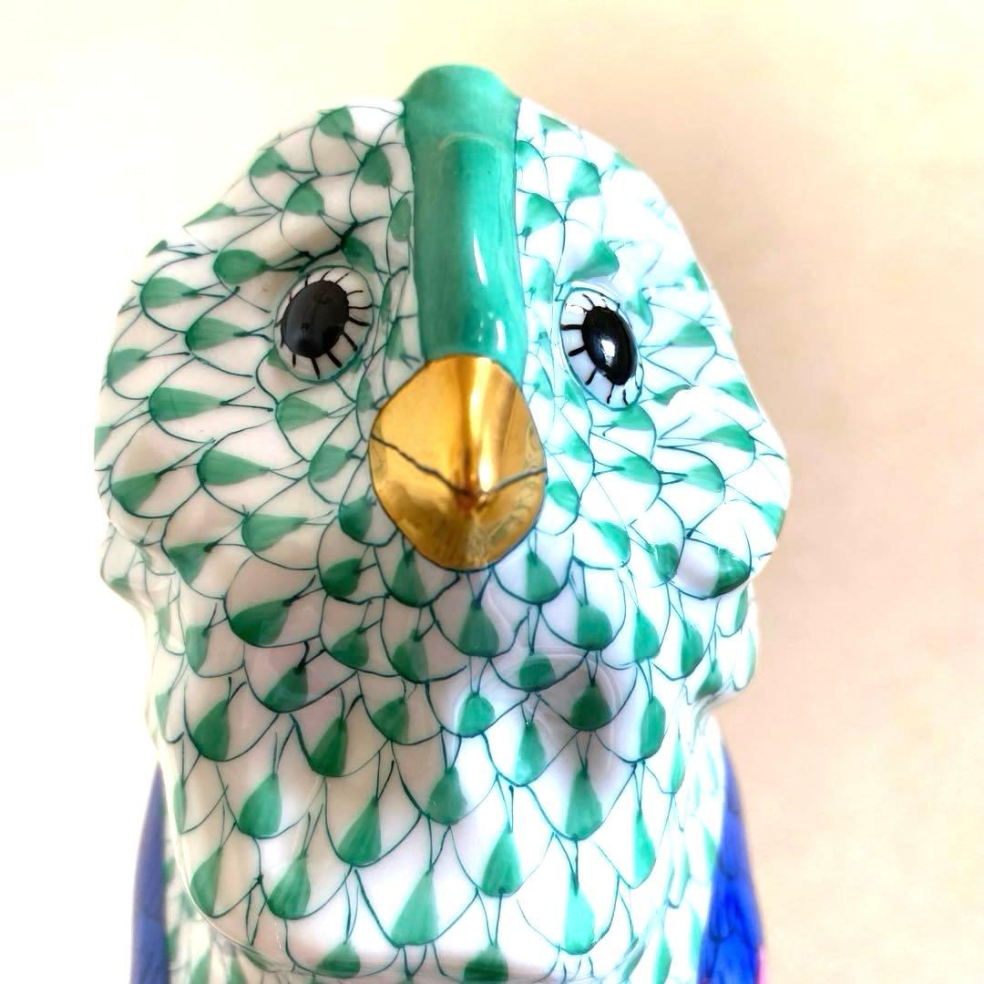 Herendふくろう約21cm鱗模様 金彩仕上げ手描フィギュリン ハンガリー製