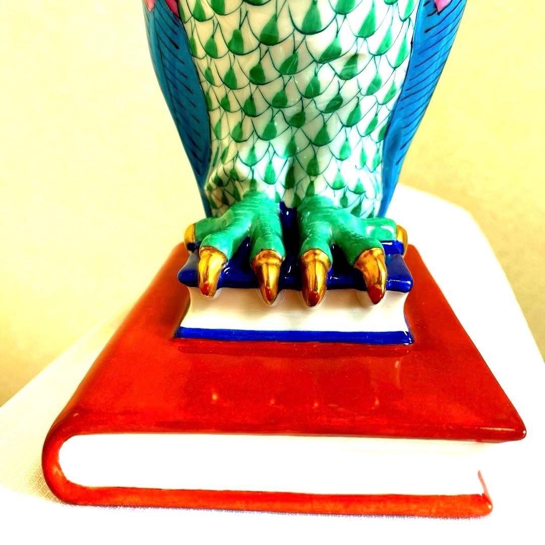 Herendふくろう約21cm鱗模様 金彩仕上げ手描フィギュリン ハンガリー製