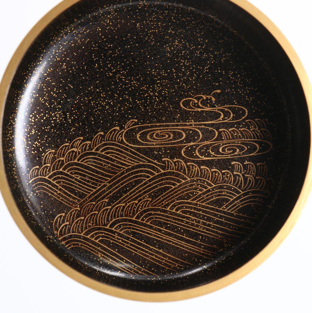 加賀蒔絵師 中村孝也作 燕蒔絵 大棗 内波金蒔絵 茶道具 共箱　V1003