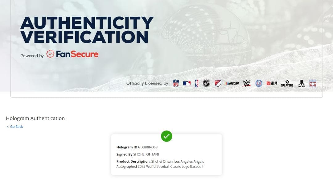 保証付 大谷翔平 直筆サインボール 2023WBC公式 FANATICS/MLB