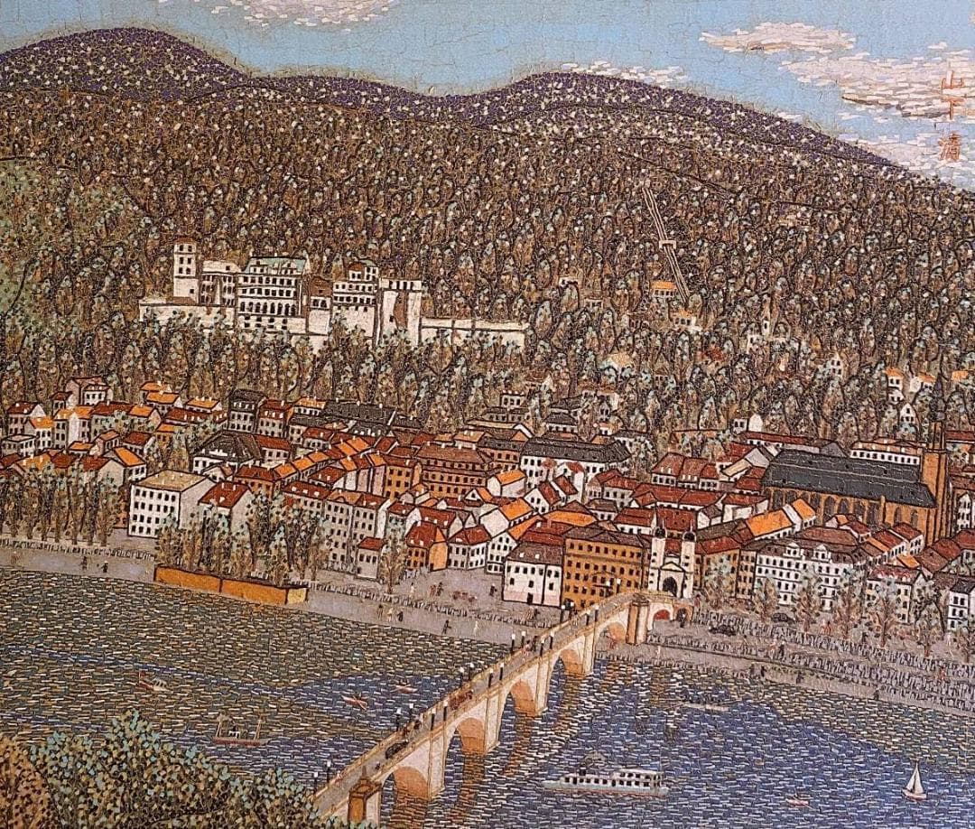 山下清、【ハイデルベルクの古城】、希少な額装用画集より、新品額装付