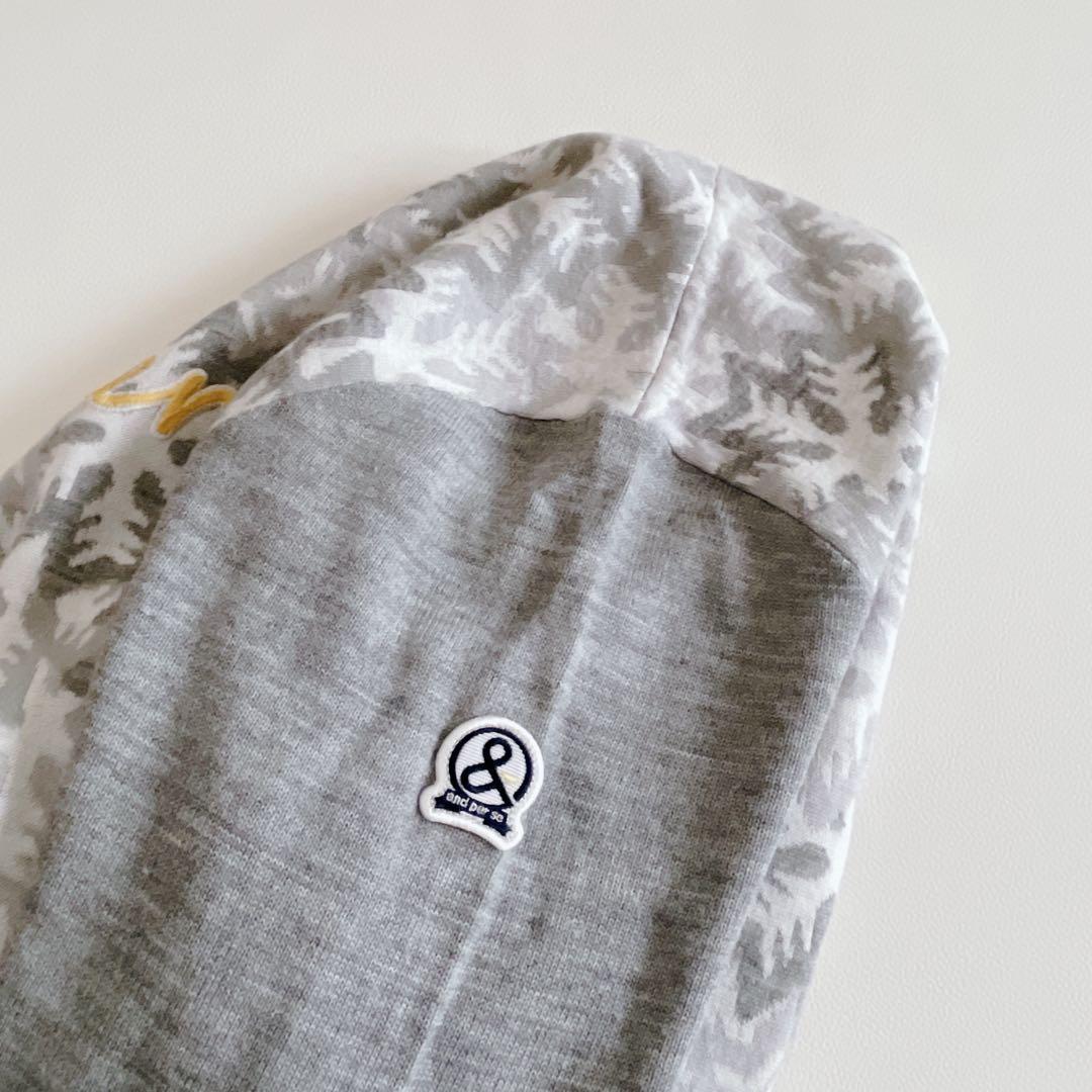 アンパスィ ニットセーター 長袖 LL グレー 総柄　大きいサイズ　ワッペン