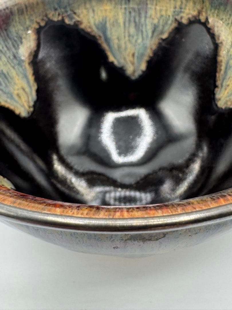 草山作　天目茶碗　覆輪付き　銀覆輪