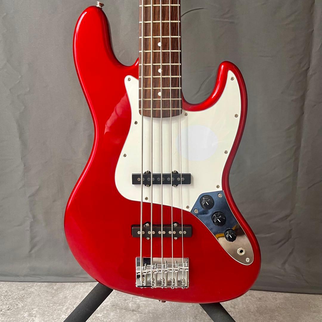 5連ペグ Squier affinity Jazz Bass V 5弦ベース 赤