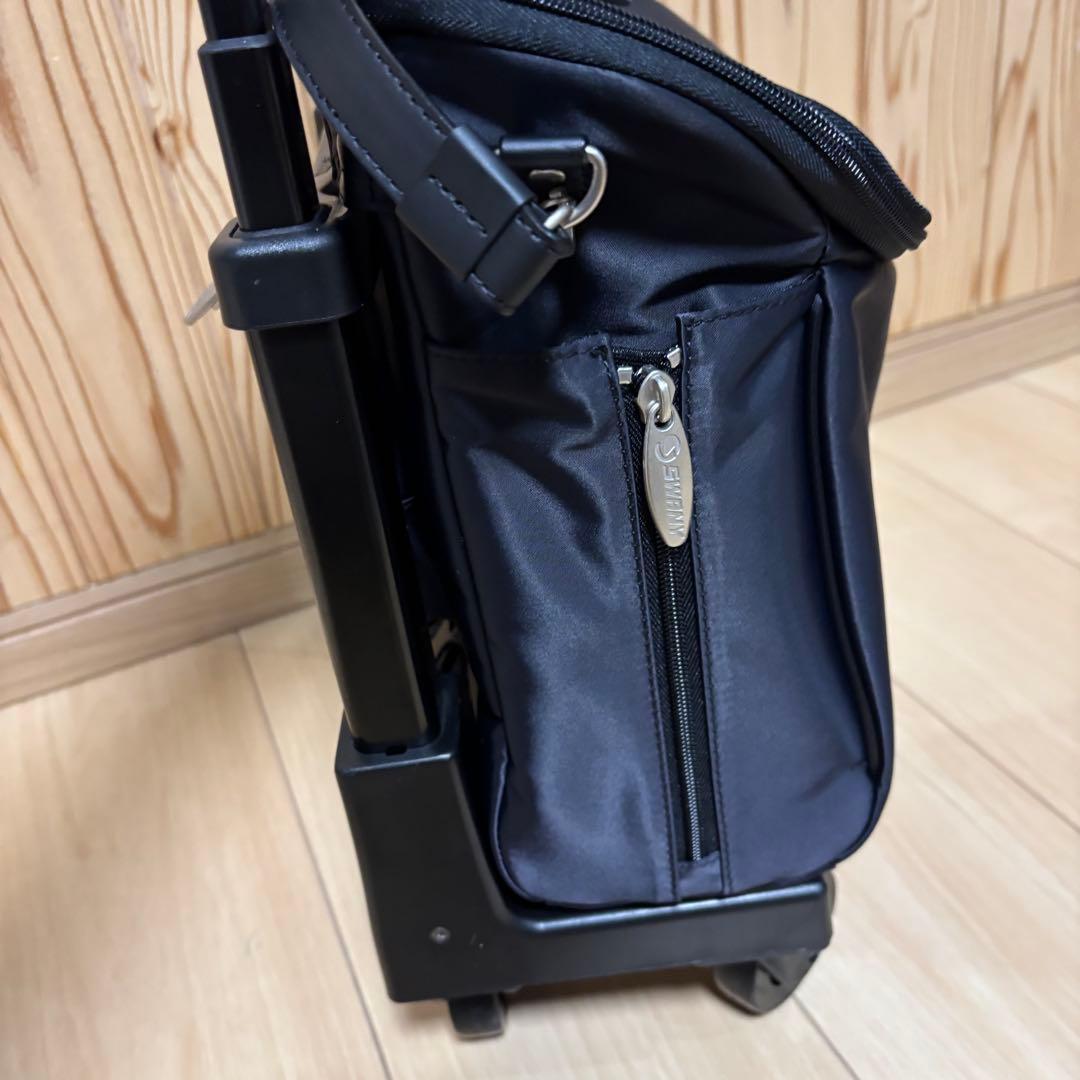 ブラックキャリーカート ナイロン製 伸縮式　SWANY ローラー４輪