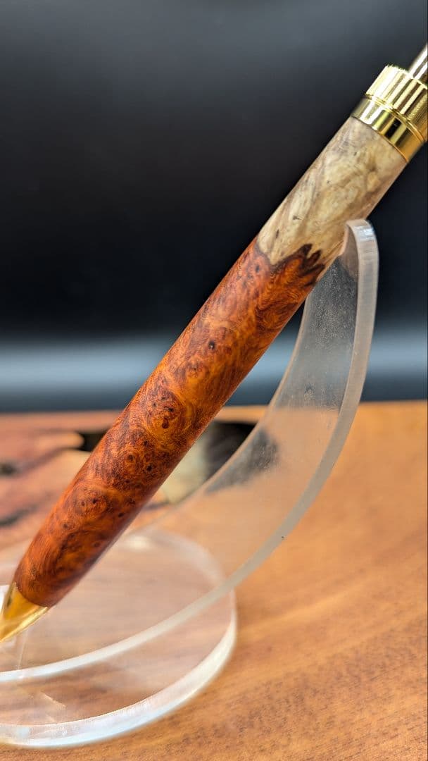 581極上　本花梨　紅白　瘤杢　木軸シャーペン　ボールペン