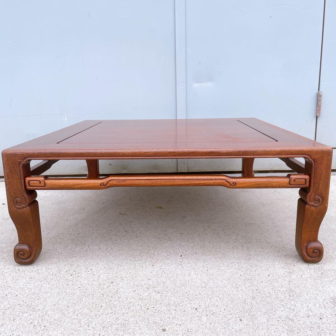 【美品送料込】花梨 唐木指物座卓 英峰作 角座卓 文机 テーブル 昭和レトロ