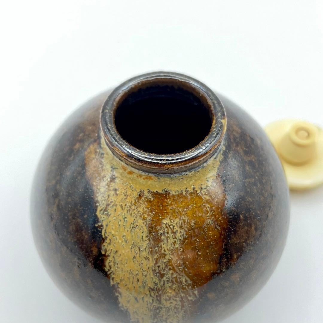 淡々斎書付 茄子茶入 膳所焼　陽炎園　共箱入　茶道具　濃茶器　唐物