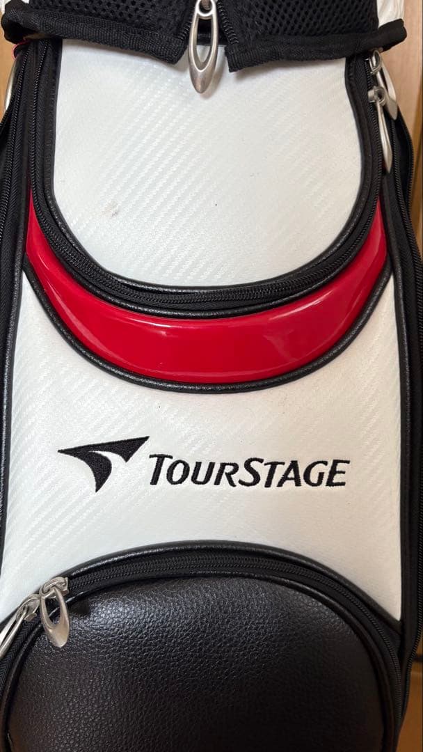 【美品】TOURSTAGE ゴルフキャディバッグ ホワイト・ブラック