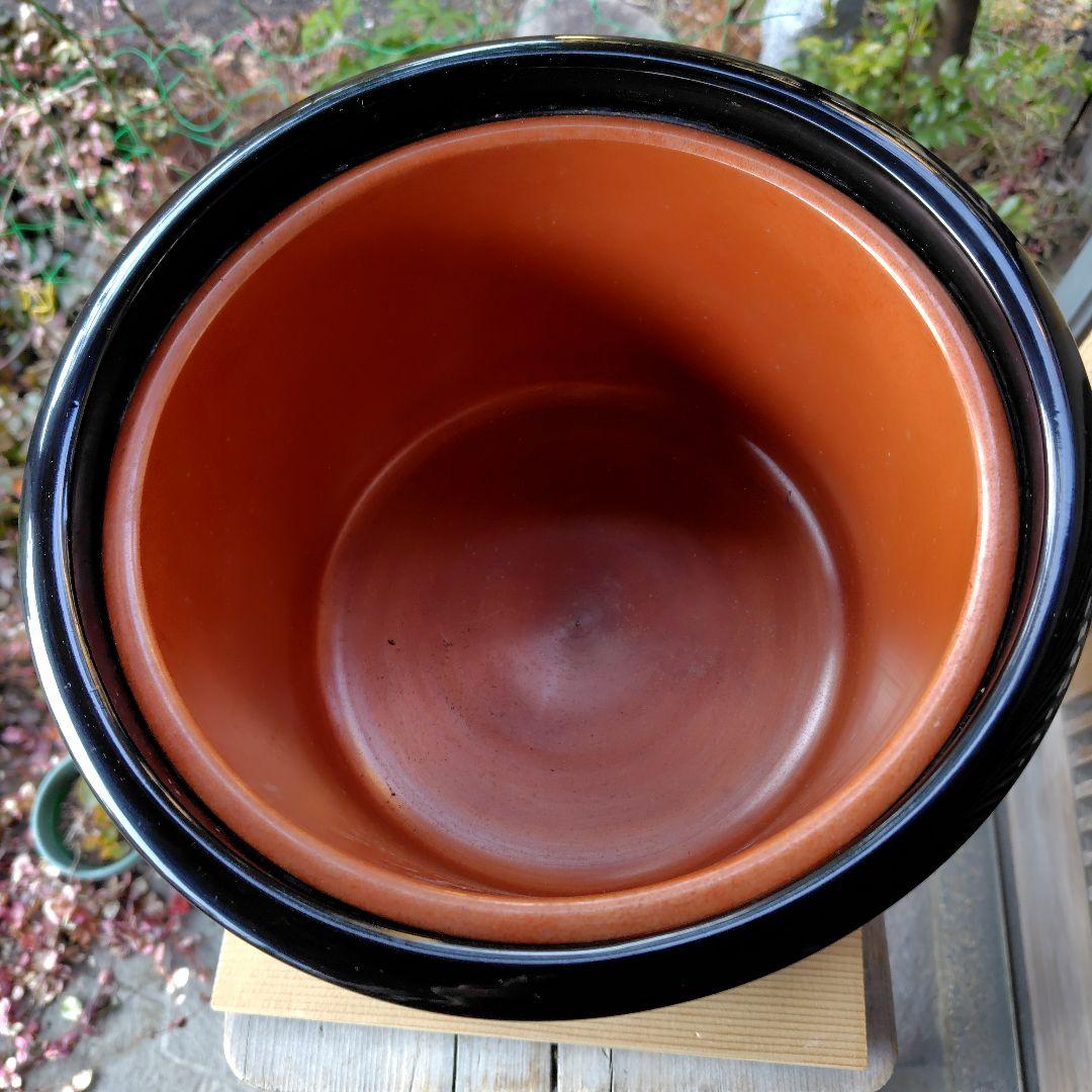 ①骨董　菊螺鈿手焙　火鉢黒漆　清菊真香 インテリア鉢カバー