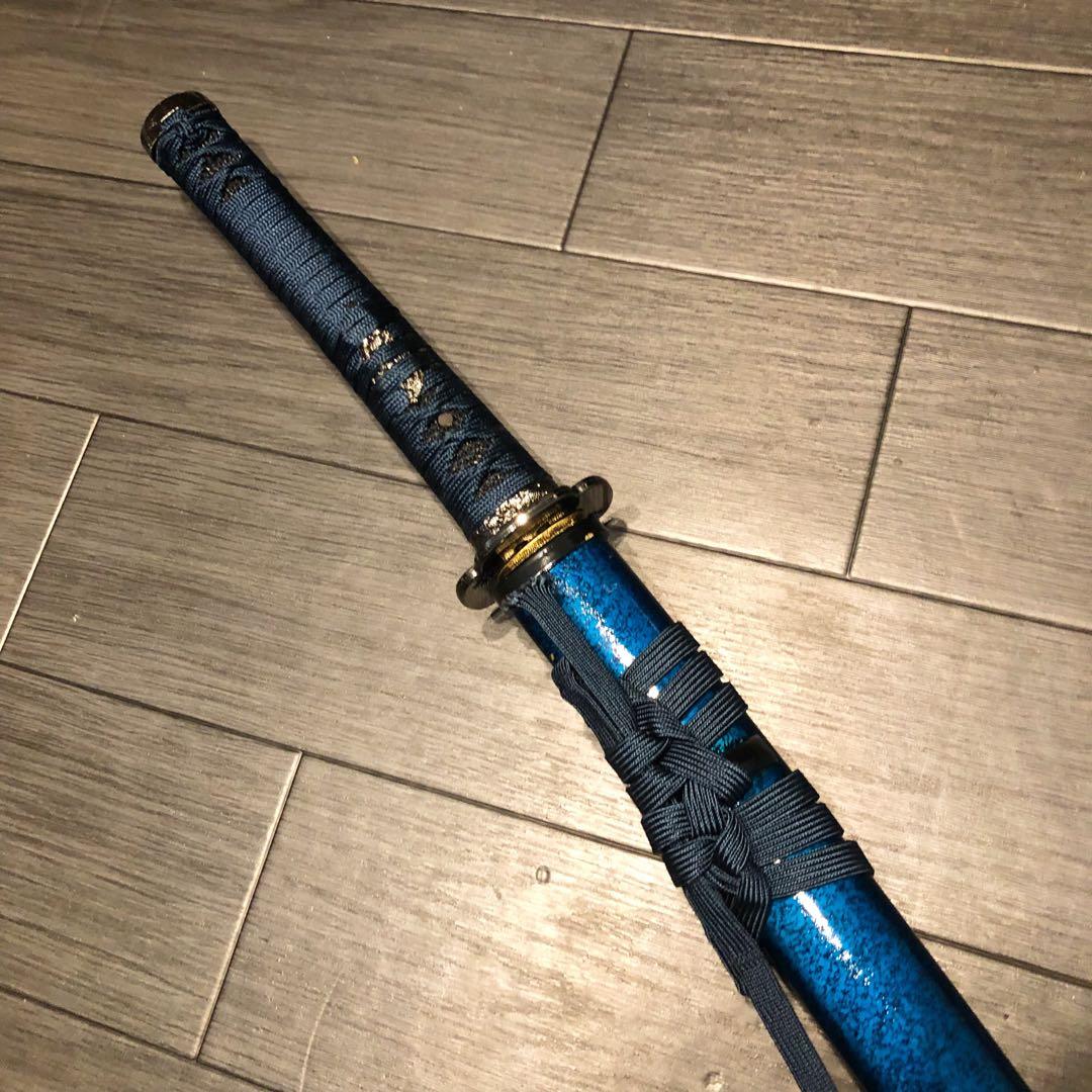 高級模造刀　高級居合刀　樋入り刀身　優波紋　亜合金刀身　名刀　居合刀　青拵え