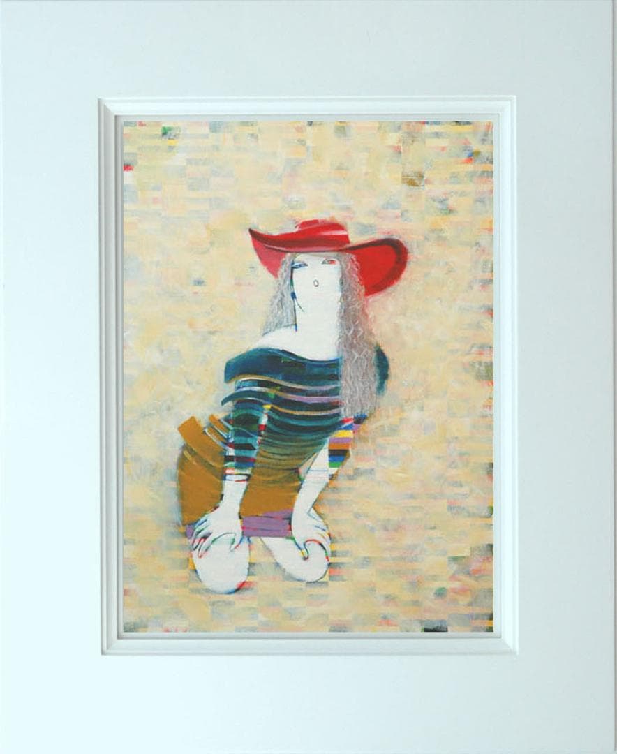 油絵 絵 絵画インテリア 額付(青緑＋金色の枠) F6-050213 人物女性像