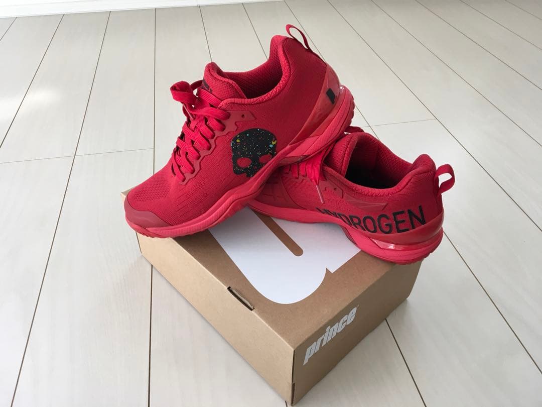 プリンスHYDROGEN テニスシューズ レッド スカルデザイン