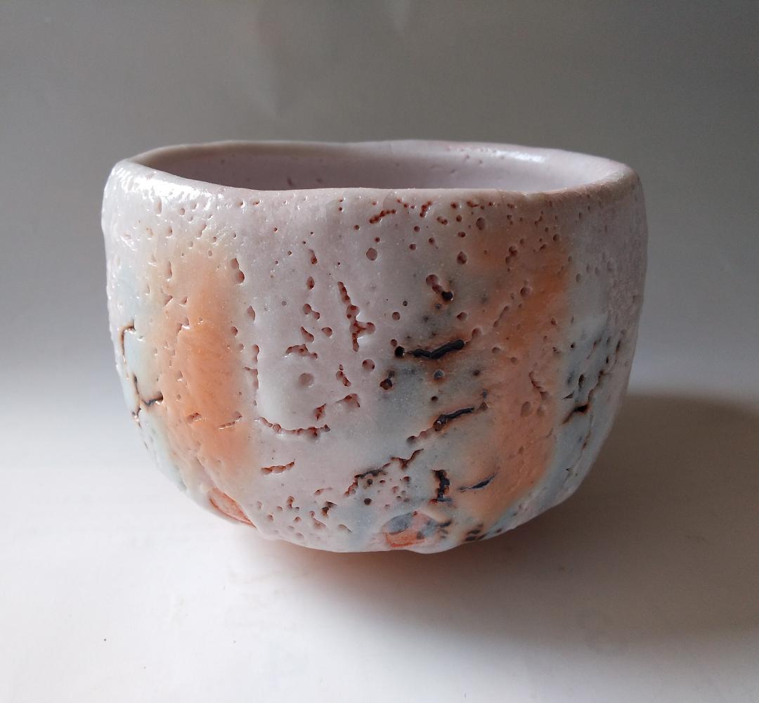 志野焼 源九郎窯 加藤健 作 志野 茶碗 茶道具 共箱 共布 栞 新品 未使用