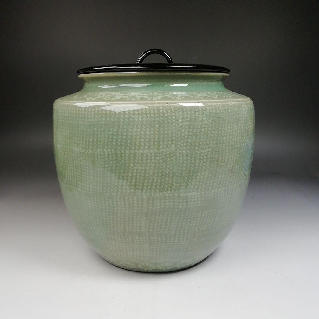 Ｔ９６９　皆具　『青磁　皆具』『釜谷陶房　申相浩 作』　共箱　茶道具