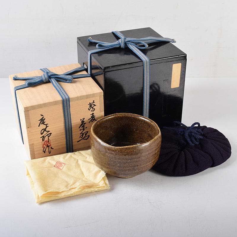 ツッチー一無斎（一ム斎）作蕎麦釉　茶碗　森山歓渓極め箱二重箱　UR8762