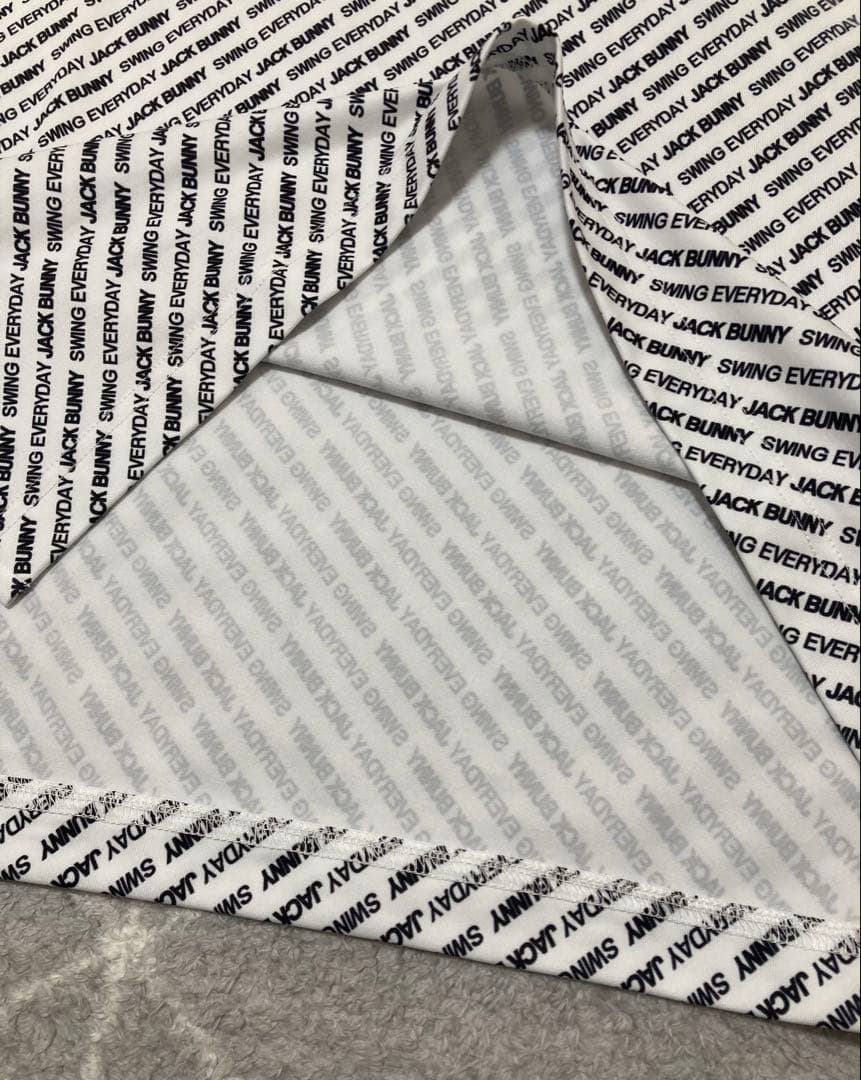 新品 ジャックバニー 総柄ロゴ 起毛ベア天 モックネックシャツ(5)サイズL/白