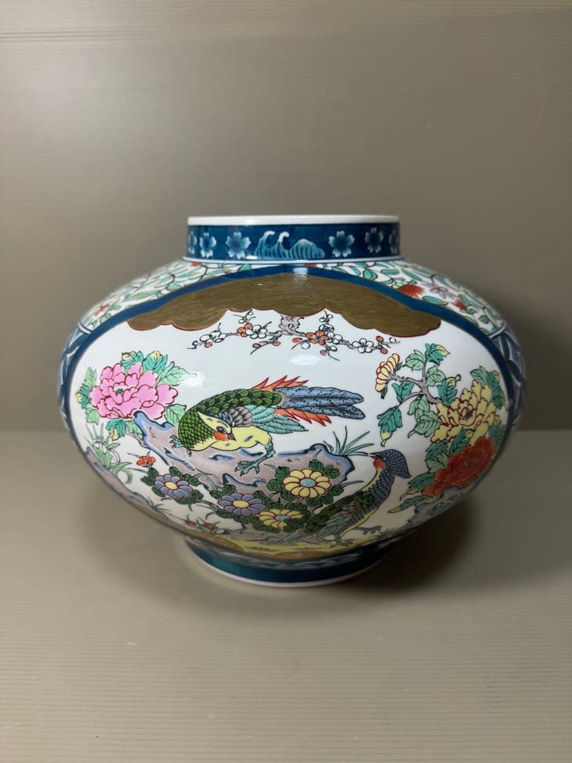 2189 金龍窯　博山作　花鳥　花瓶