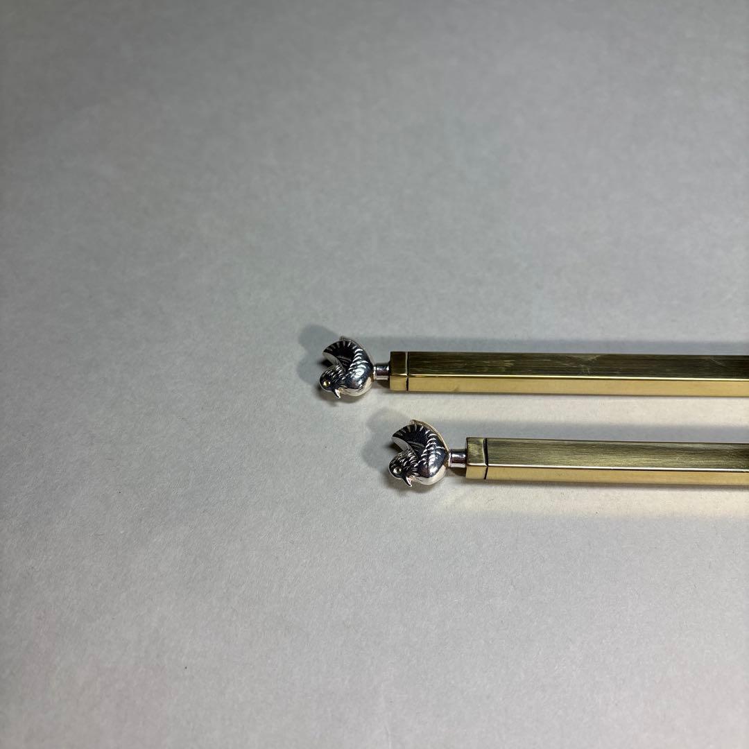 (未使用)般若勘渓　南鐐飾火箸　鳥頭 (桐箱入)