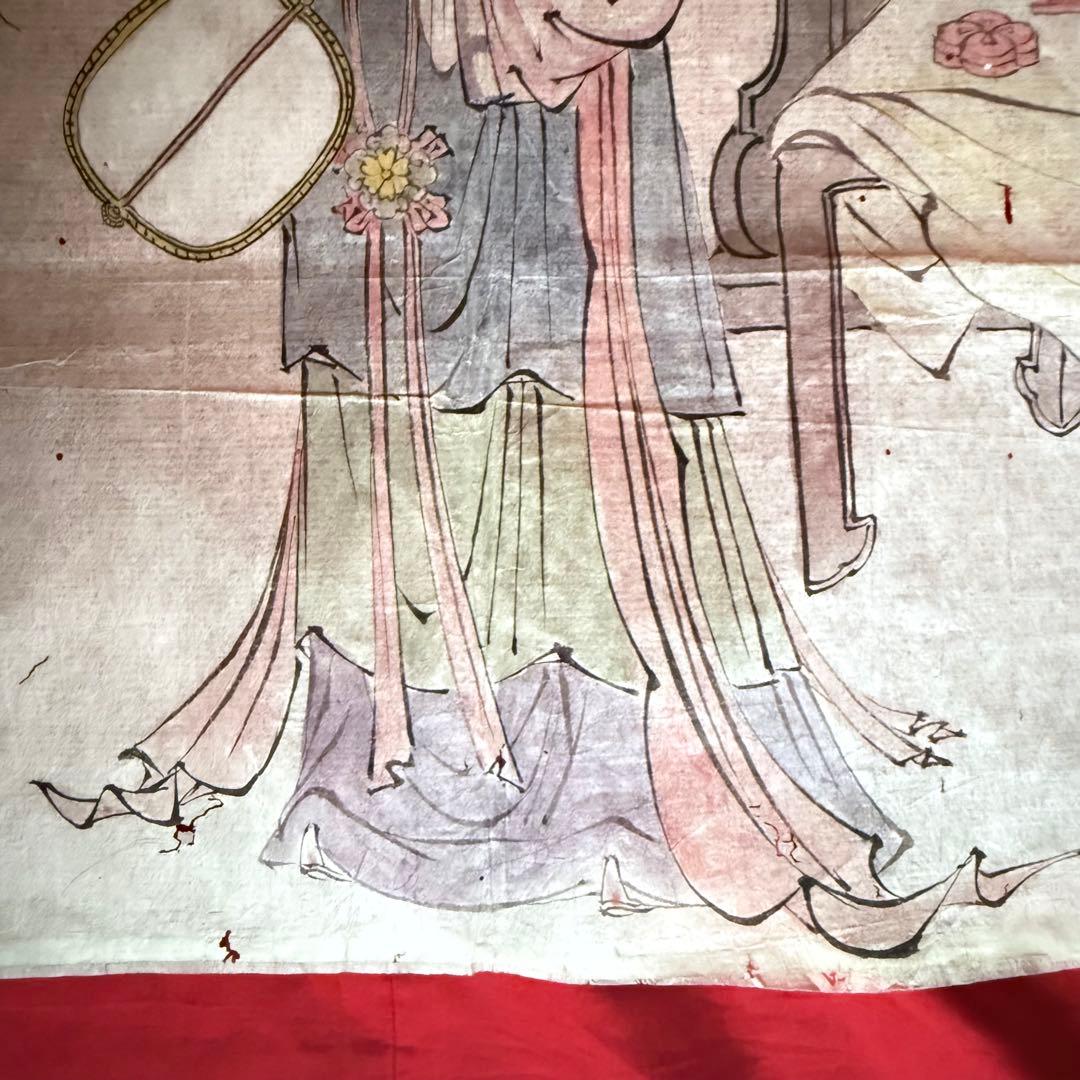 2177様感謝‼️超絶の画力‼️「団扇と二輪草を持つ麗人粉本絵手本紙本肉筆無落款一点