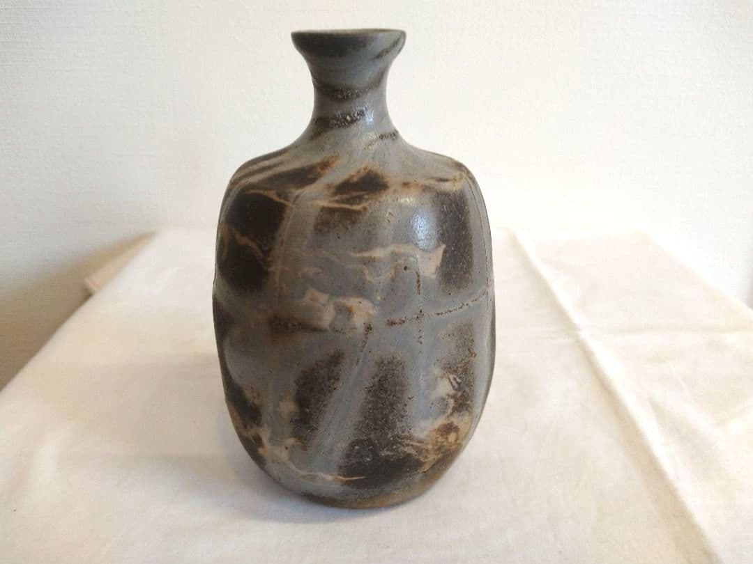 備前焼 若宮窯太田富夫（伝統工芸士）作 練り込み青備前 徳利とぐい呑み