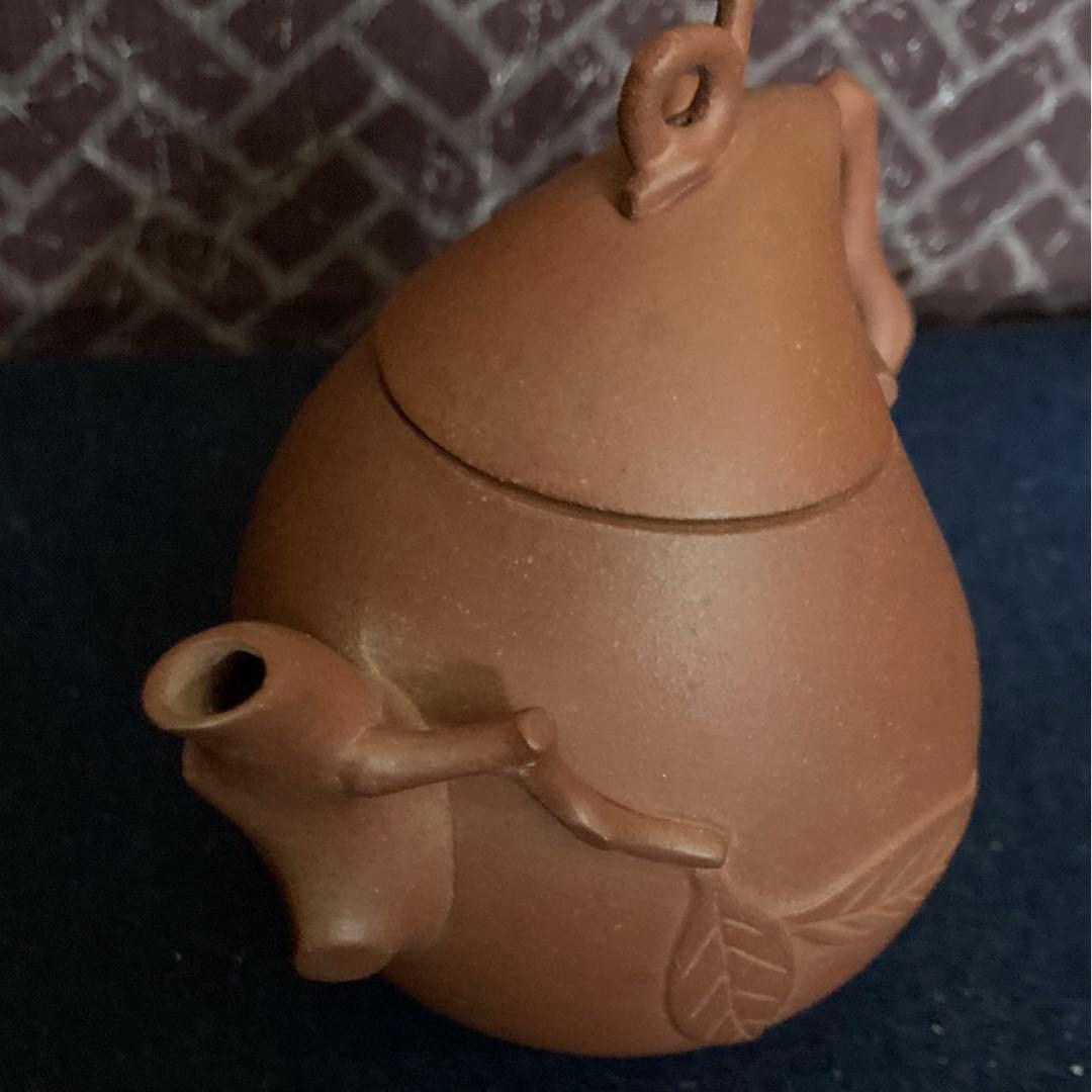 朱泥桃型茶心壷　朱泥急須　煎茶