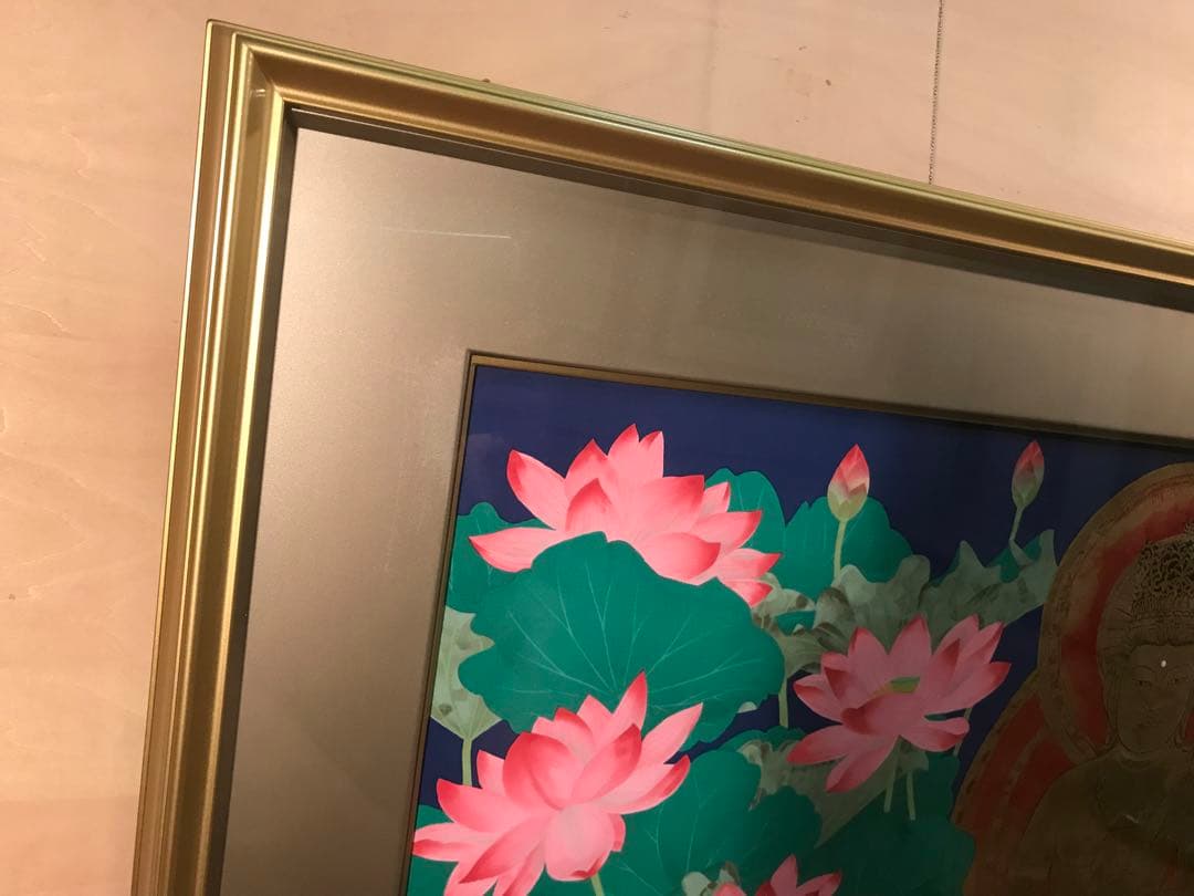 中島千波「大日如来蓮地図」リトグラフ＋エンボス技法　直筆サイン・作品証明シール有