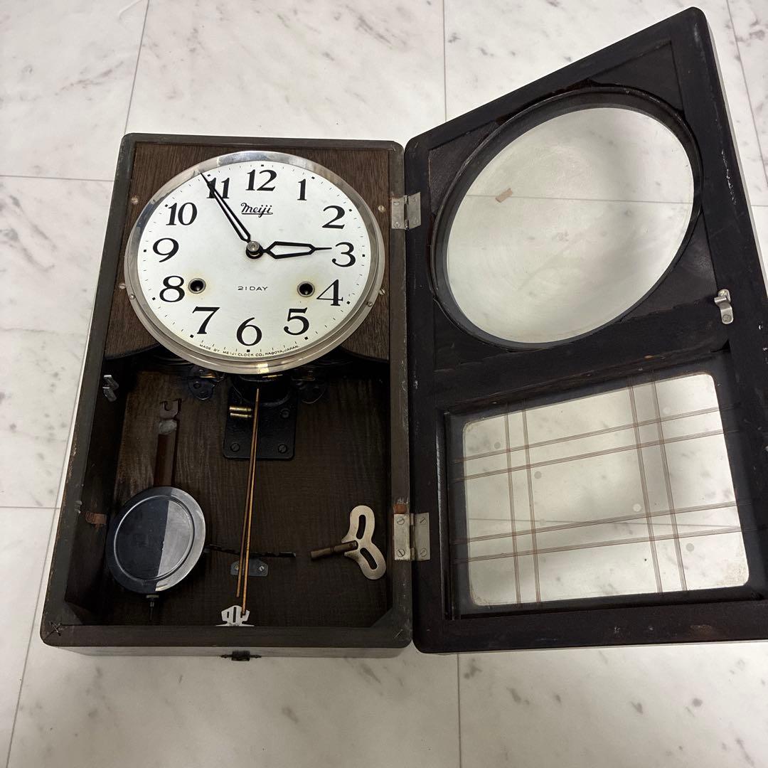 Meiji 木製振り子時計 手巻き式