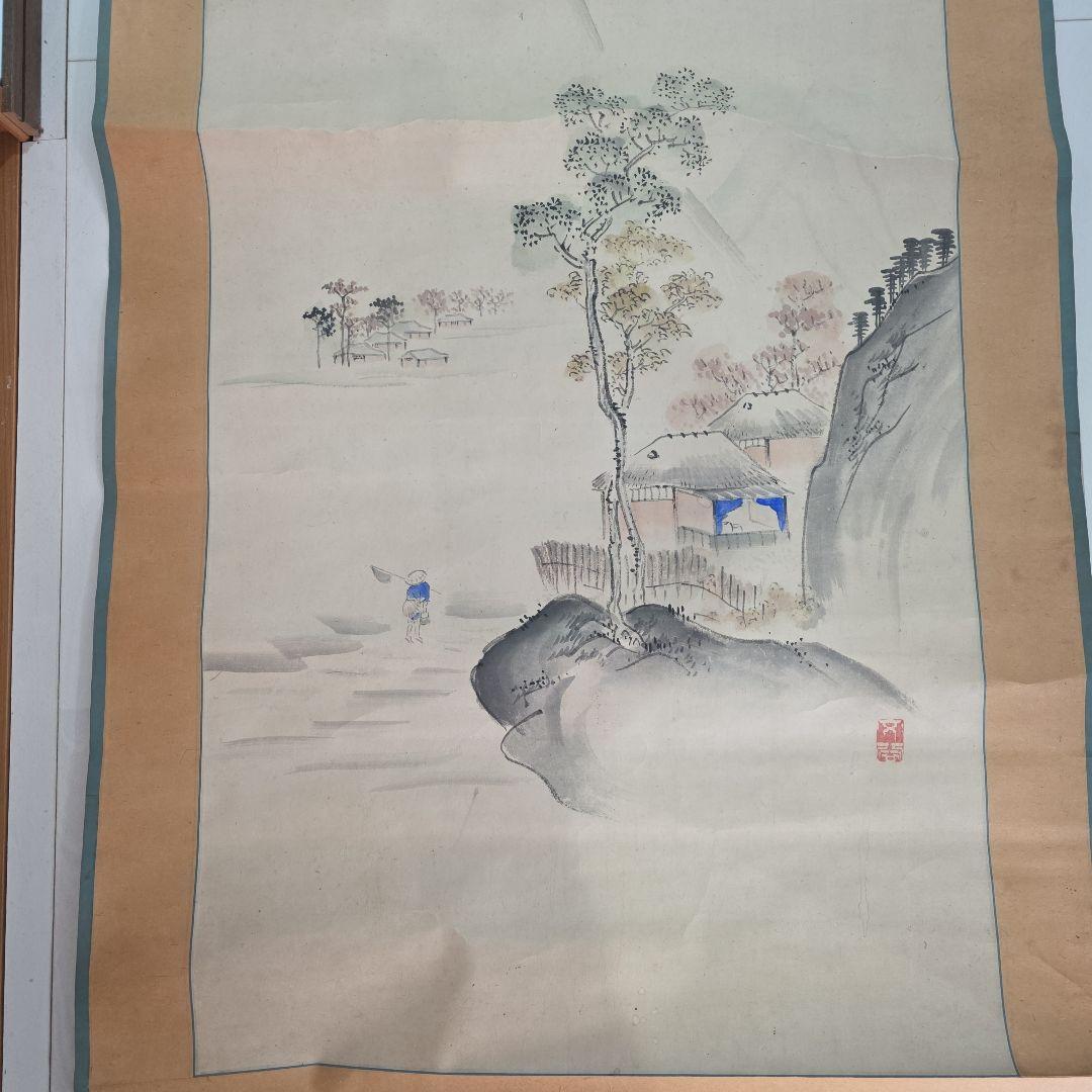 山水画 掛軸 約幅78cm x 高さ1900cm