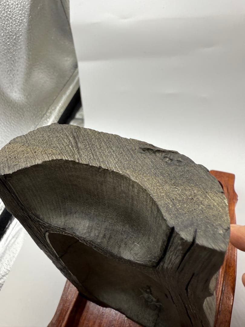 硯自然木デザイン 虫の彫刻付き