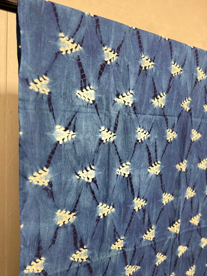 N14「片野絞り」民藝 藍染絞り職人 片野かほり 藍染絞り布 国展 出品作品