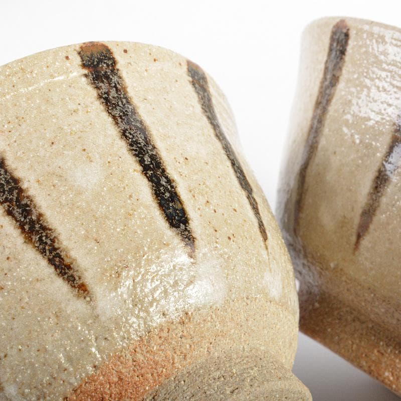 煎茶道具　瀬戸焼　陣出窯　澤田酔云作　線文　湯呑　十客　共箱　C　R7149