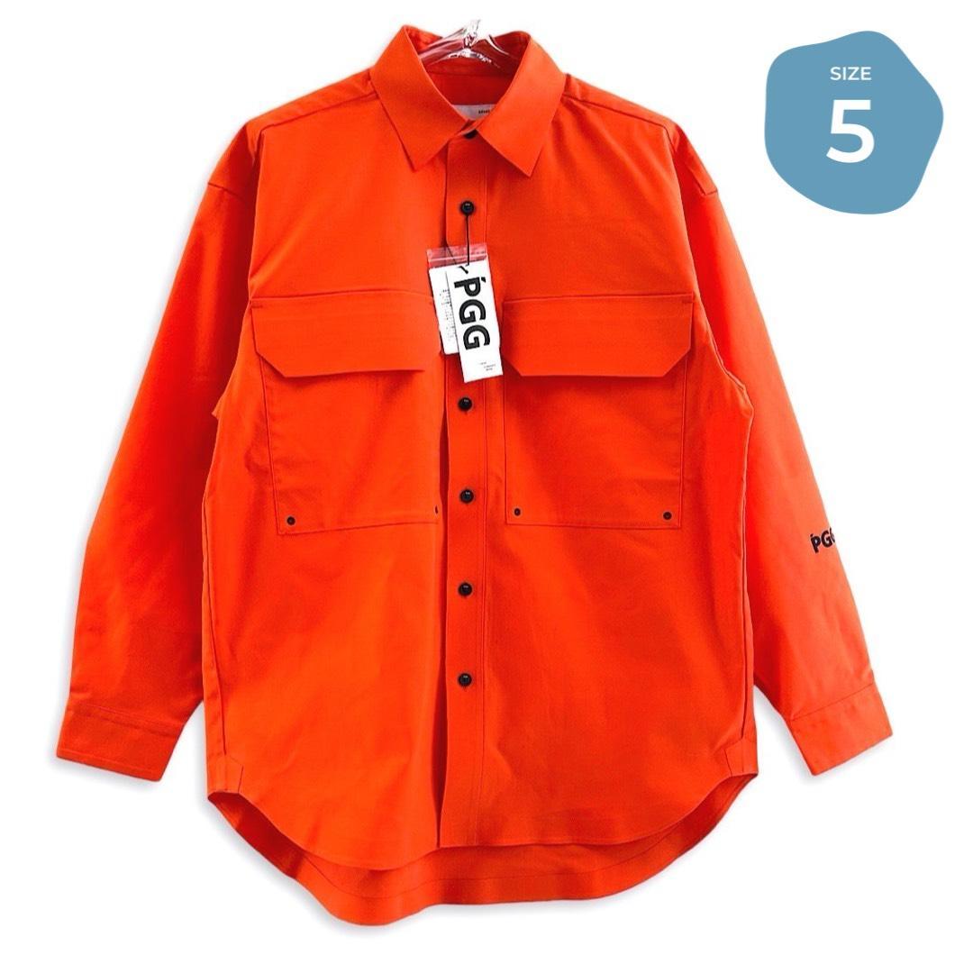 202 PGG 新品タグ付 定価33,000円 シャツブルゾン オレンジ 5 L
