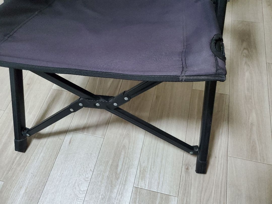 アウトドアチェア 3段階リクライニング機能 収納ポケット付き ブラック