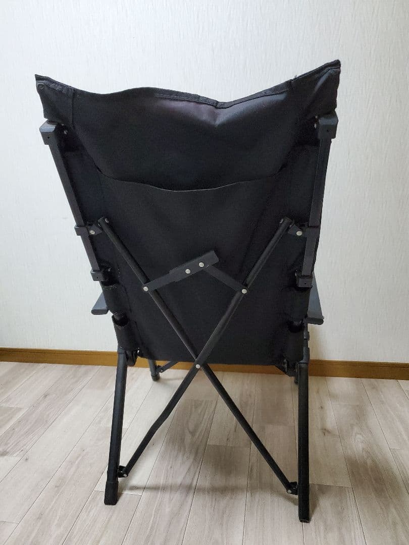 アウトドアチェア 3段階リクライニング機能 収納ポケット付き ブラック