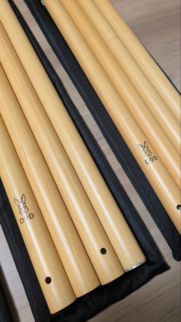 DOD ハイパームテキポール ウッド調 収納袋付き 4本セット