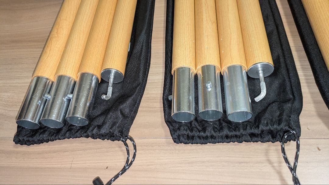 DOD ハイパームテキポール ウッド調 収納袋付き 4本セット