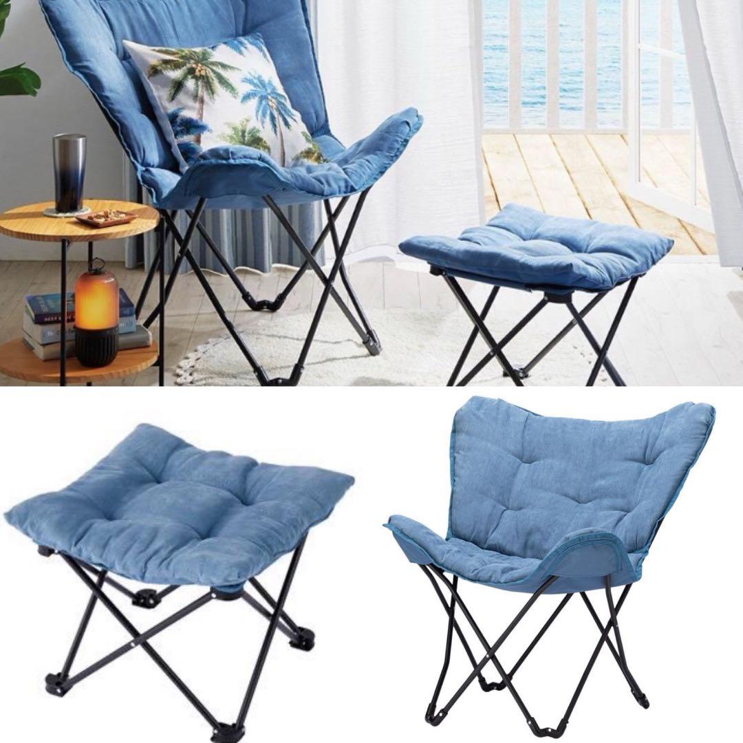 M*o様 新品ニトリ洗える＆はっ水 バタフライチェア オットマン スツール 2点