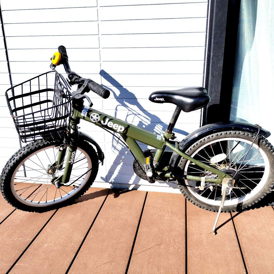 Jeep 子供用自転車 カーキ✕ブラック前カゴ付き　18インチ　訳あり