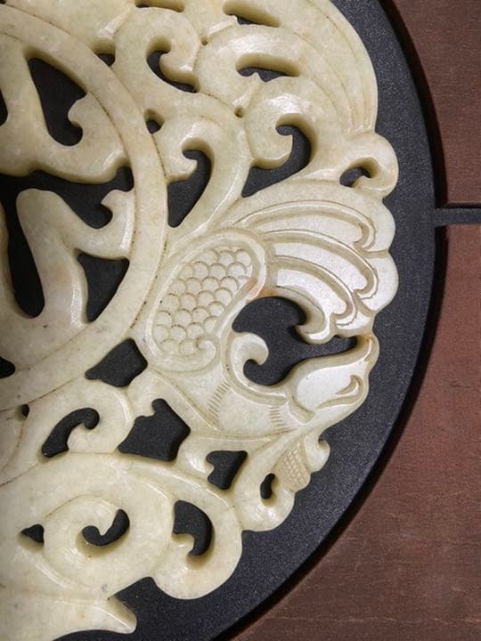 中国古美術品　白玉　砡 特大玉　福字龍鳳文玉壁