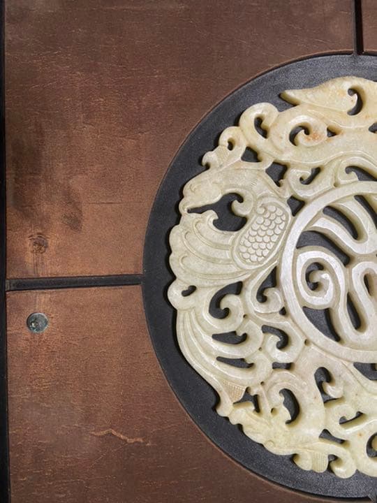 中国古美術品　白玉　砡 特大玉　福字龍鳳文玉壁